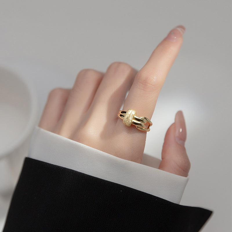 S925 Sterling Silver Ultimate Double Band Matte Sparkling Ring