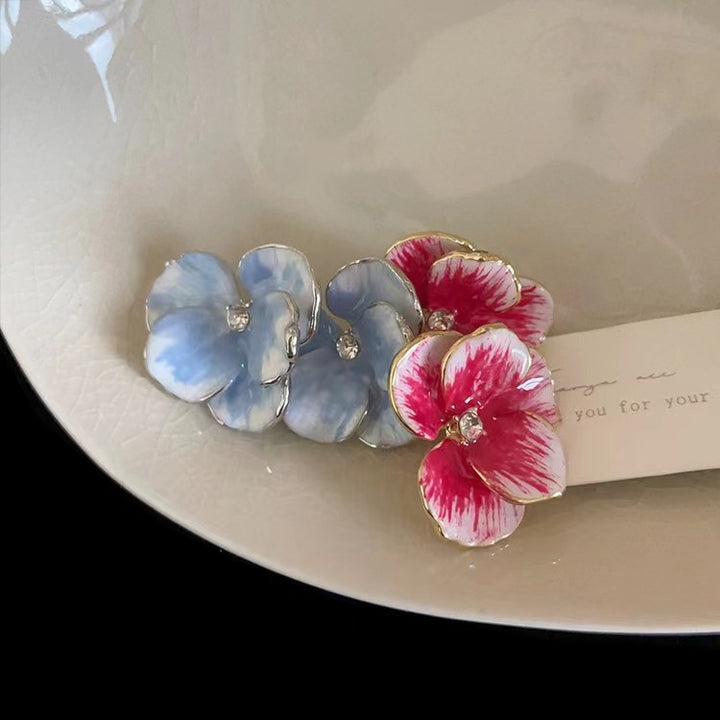 Vintage Oil Painting Flower Earrings