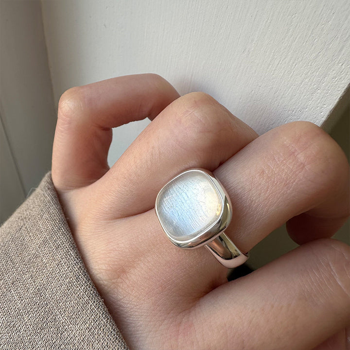 S925 Sterling Silver Square White Crystal Ring