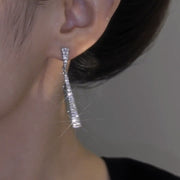 Delicate Zirconia Minimalist Tassel Earrings