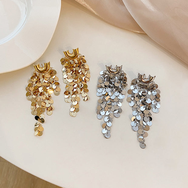 Metallic Sequin Tassel Earrings