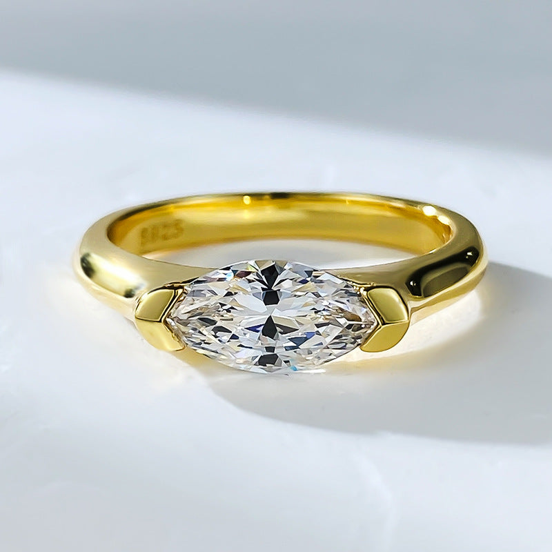 Horse Eye Zirconia S925 Sterling Silver Plated 18k Ring