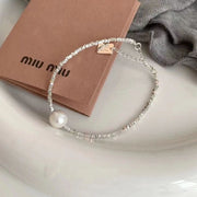 Pearl Crushed Silver Bracelet