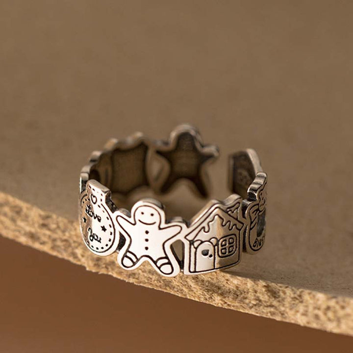 Gingerbread Man Adjustable Ring