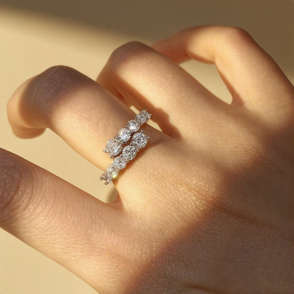 Adjustable Double Row Moissanite Ring