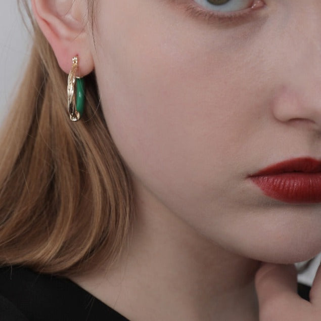 Enamel Metal Hoop Earrings
