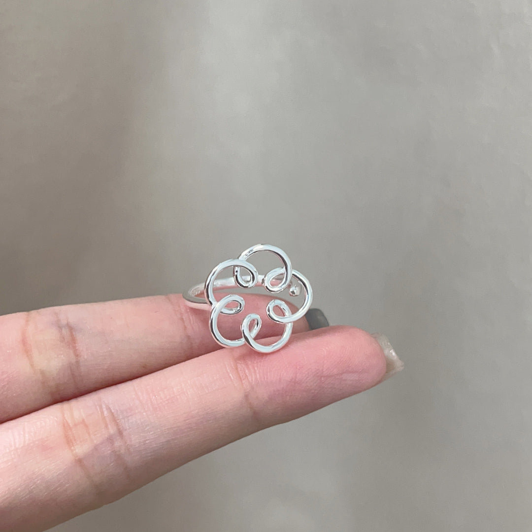 Line Skeleton Flower Adjustable Ring