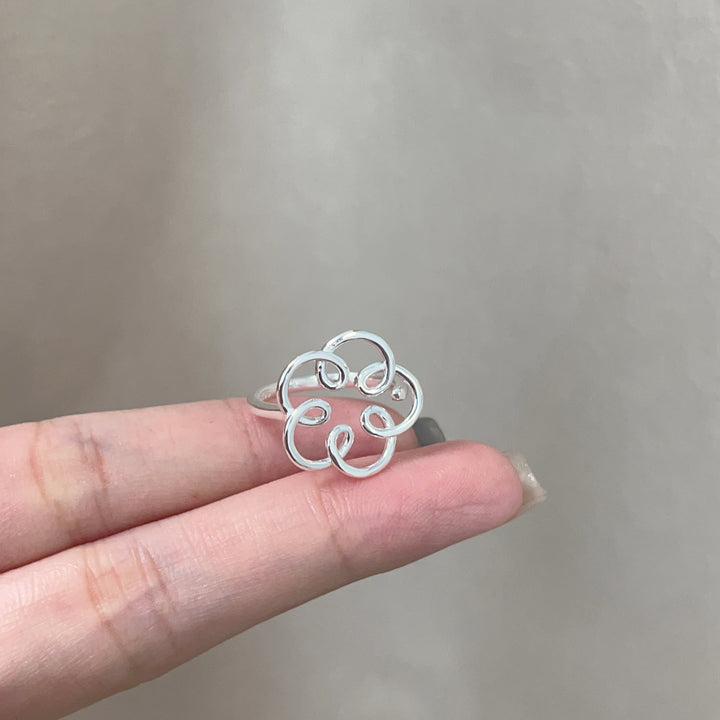 Line Skeleton Flower Adjustable Ring
