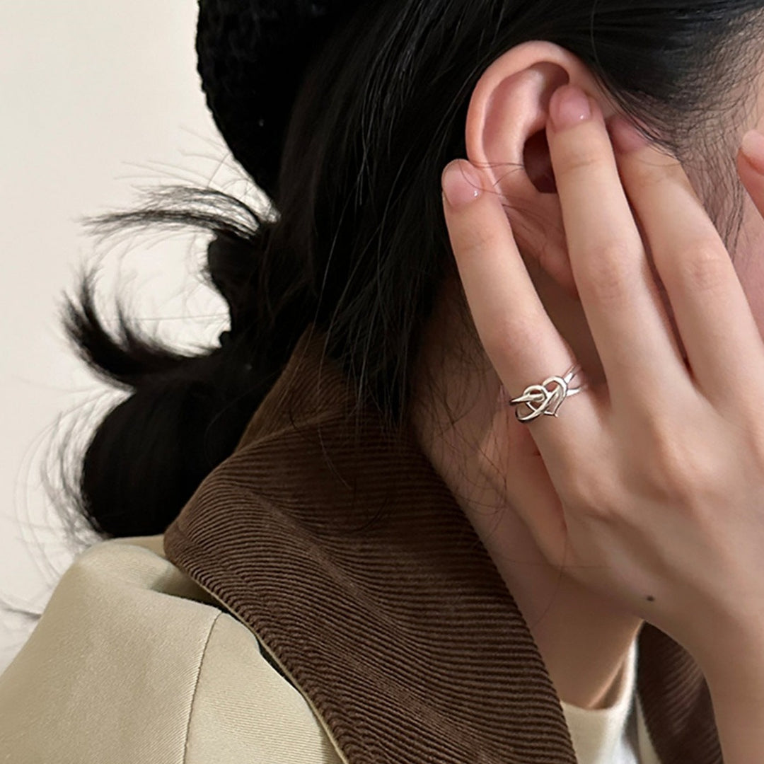 S925 Sterling Silver Intertwined Heart Ring