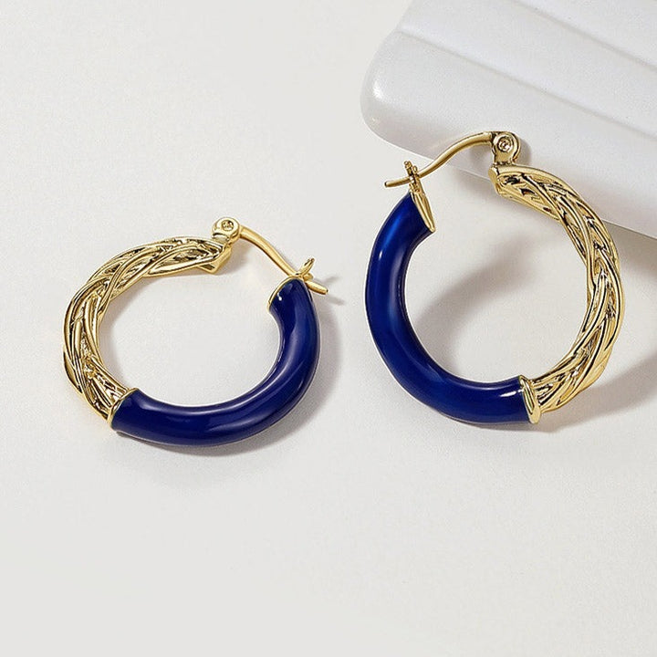 Enamel Metal Hoop Earrings
