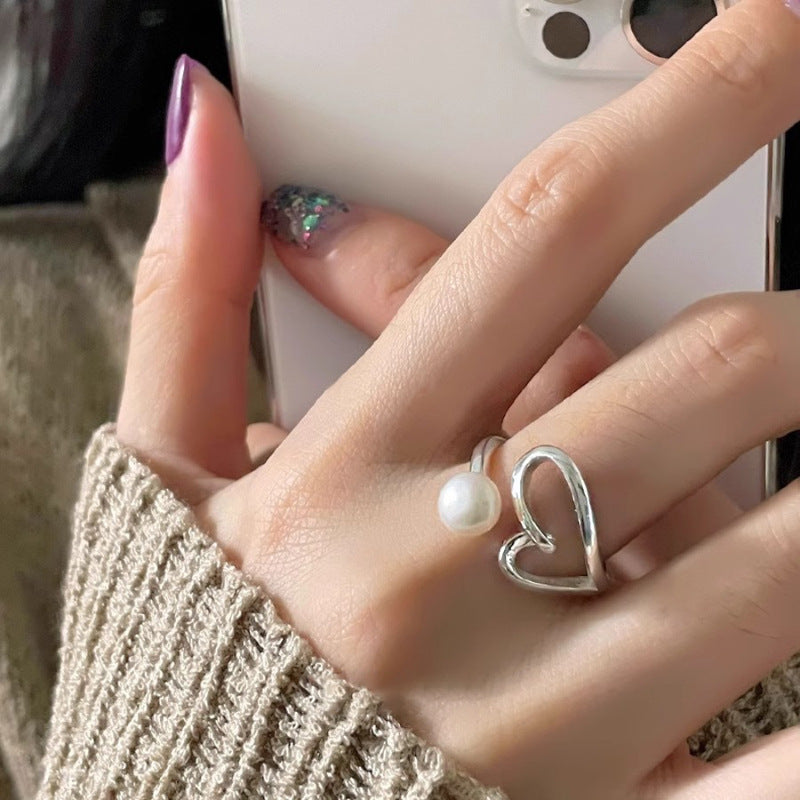 Love Pearl Line Adjustable Ring