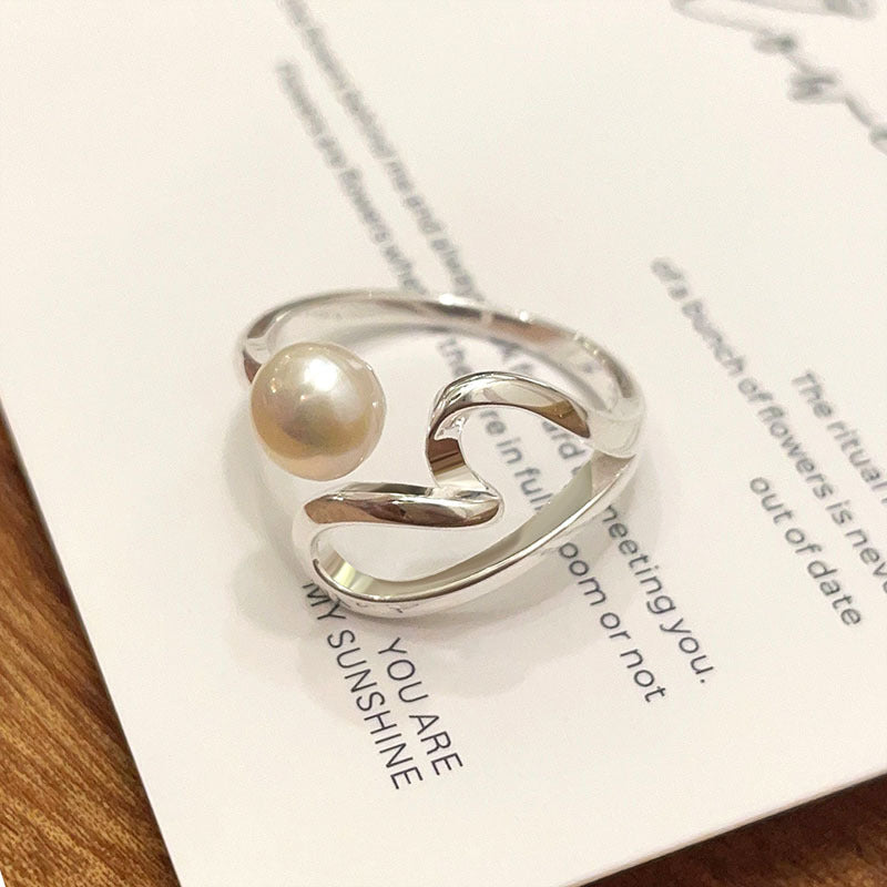 Love Pearl Line Adjustable Ring