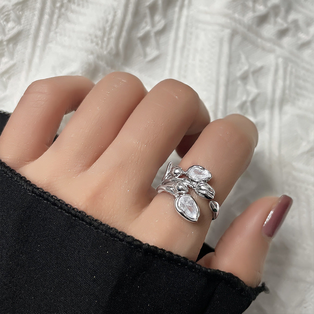 Sterling Silver Tulip Zirconia Ring