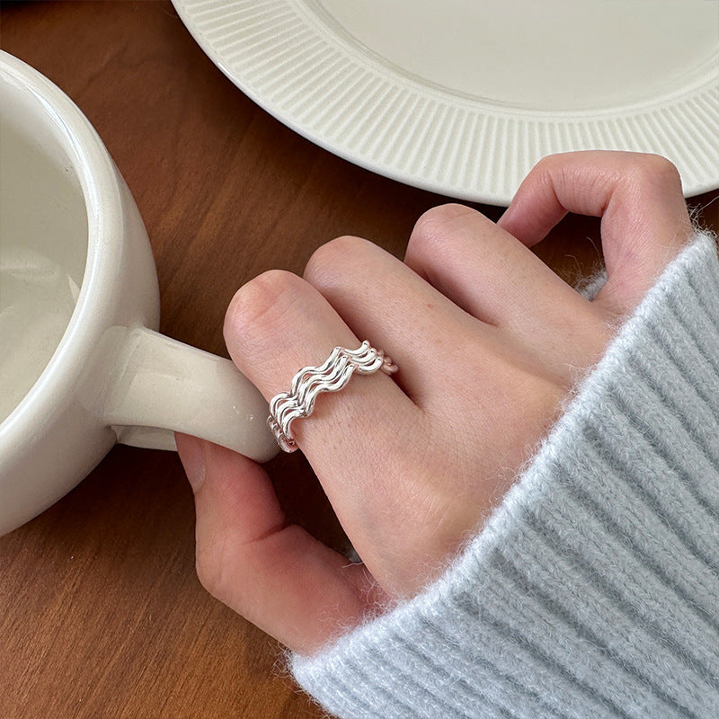 Sterling Silver Triple Wave Ring