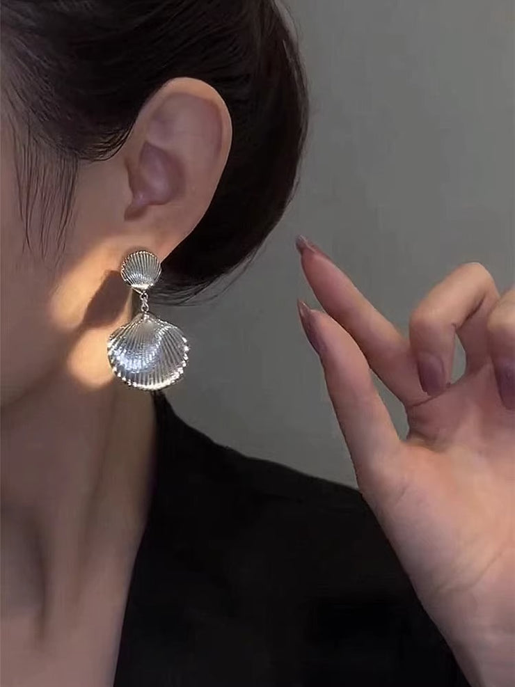 Delicate Silver Shell Earrings