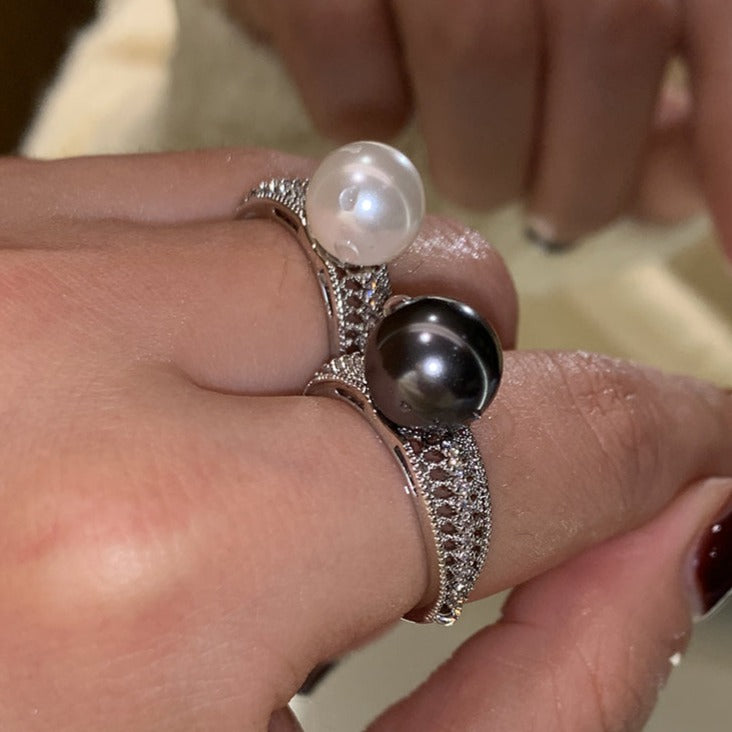Vintage Sterling Silver Skeleton Pearl Ring