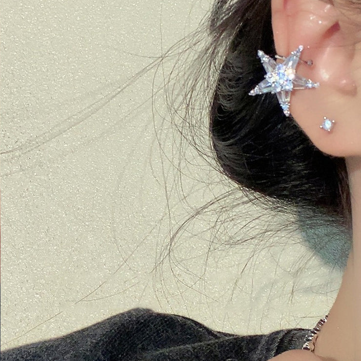 Zirconia Star Earrings/Ear Cuff
