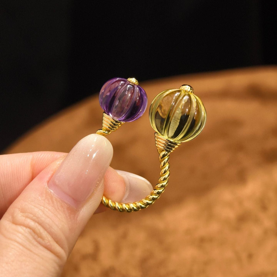 Dopamine Pumpkin Glass Adjustable Ring