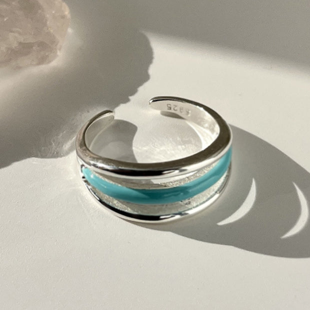 Blue Drip Glaze Ring