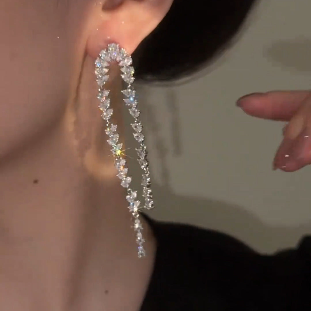 Diamond Zirconia Tassel Earrings