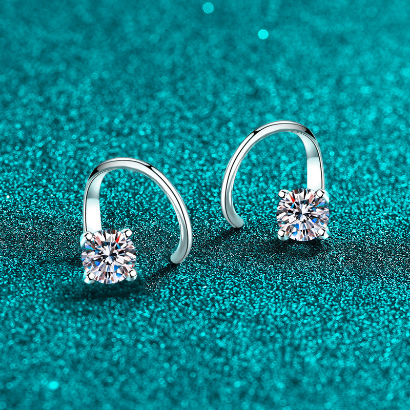 Round Moissanite Front-Back Hoop Earrings