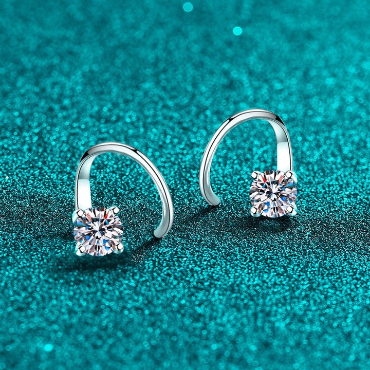 Round Moissanite Front-Back Hoop Earrings