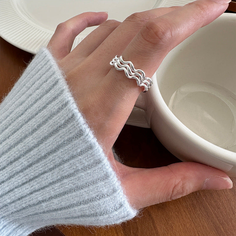 Sterling Silver Triple Wave Ring