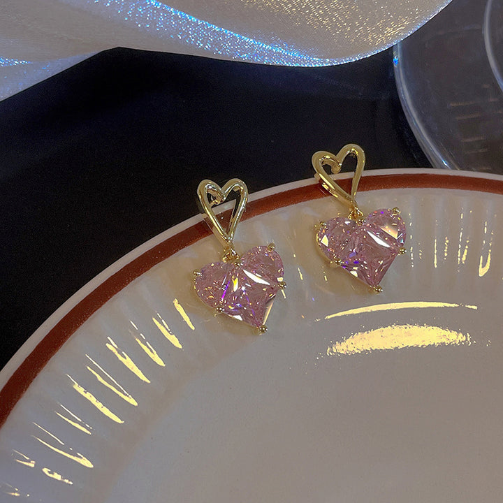 Double Layered Pink Heart Earrings