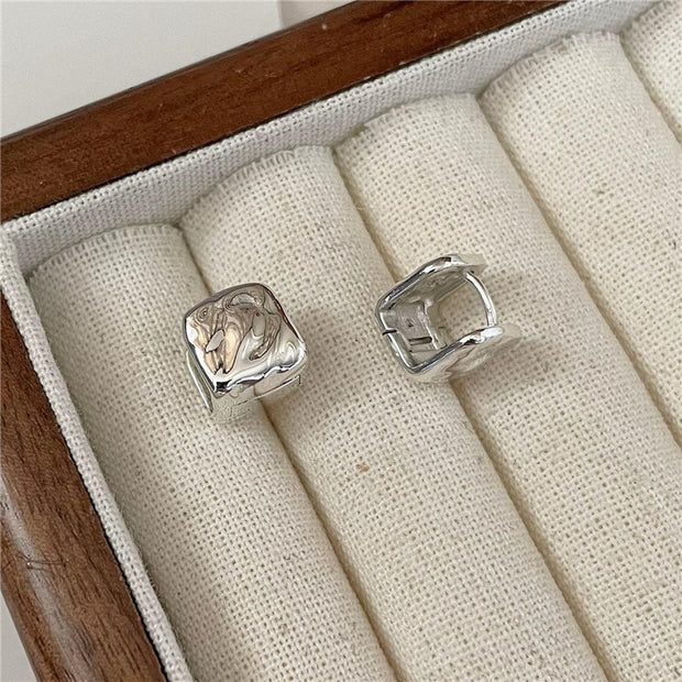S925 Sterling Silver Vintage Square Earrings