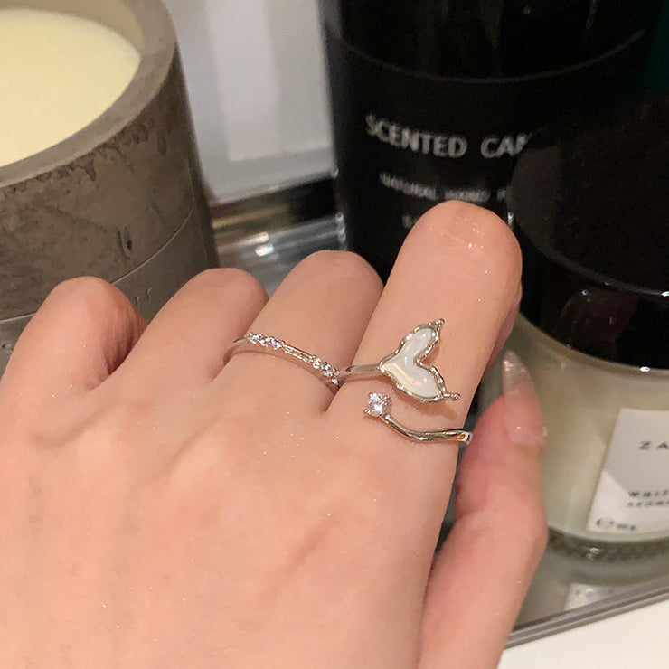 Delicate Zirconia Mermaid Adjustable Ring