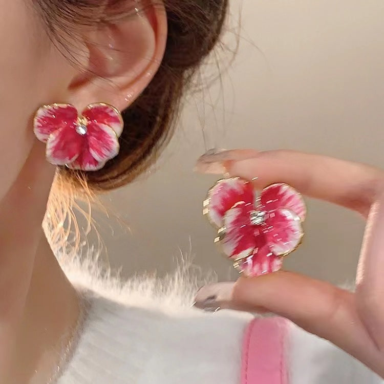 Vintage Oil Painting Flower Earrings