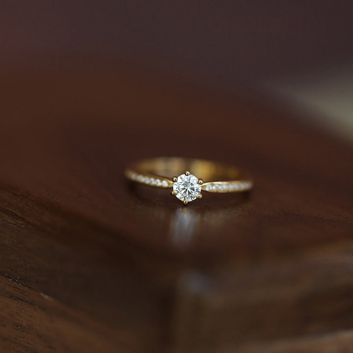 Minimal Solitaire Stacking Ring — Pavé Band | Gold / Silver | S925 Sterling Silver