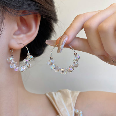 Crystal Beaded Hoop Earrings