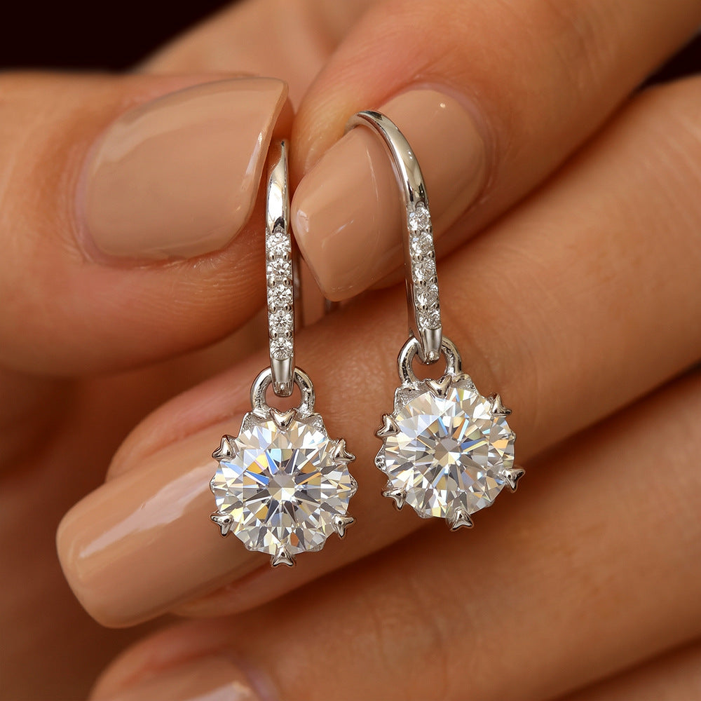 Classic Round Moissanite Drop Earrings