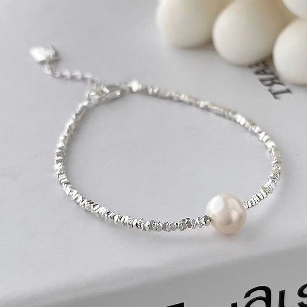 Pearl Crushed Silver Bracelet