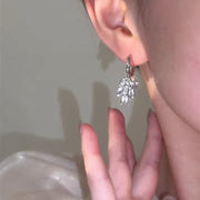 Leafy Tassel Zirconia Earrings