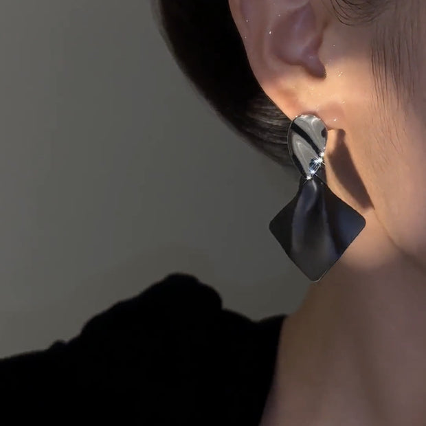 Black Diamond Minimalist Earrings