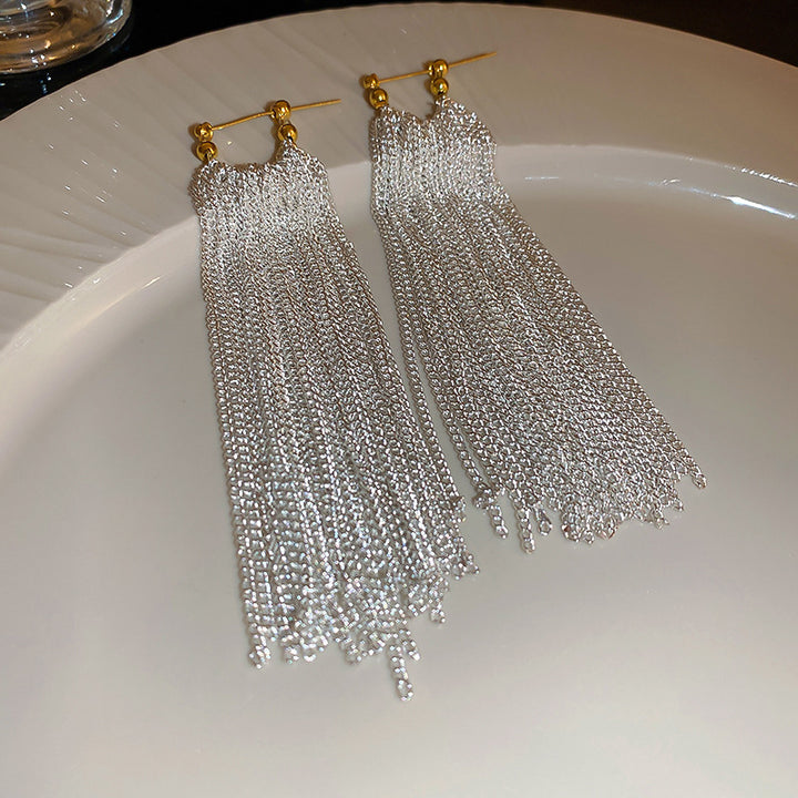Sparkling Galaxy Waterfall Long Tassel Earrings