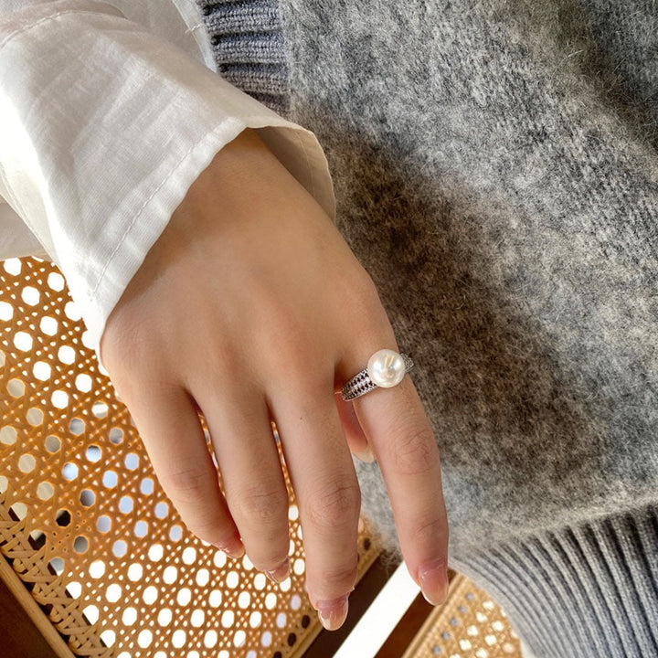 Vintage Sterling Silver Skeleton Pearl Ring