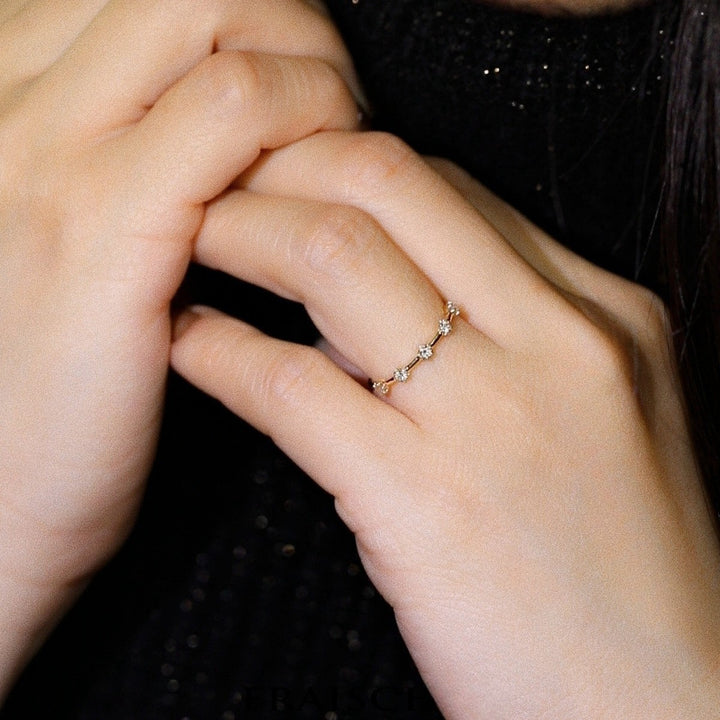 Dainty Floral Stackable Ring — Tiny Zircon Band | Gold / Silver | S925 Sterling Silver