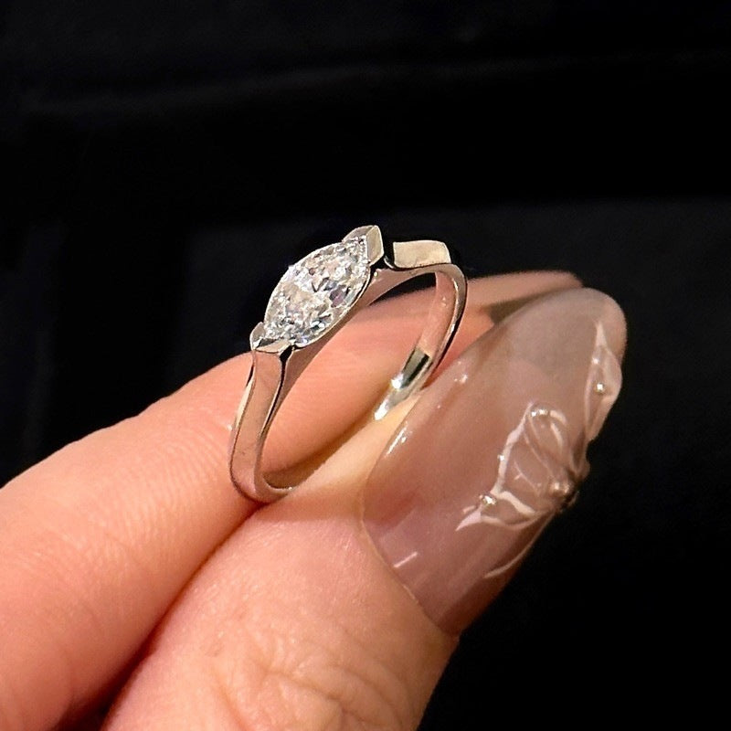 Horse Eye Zirconia S925 Sterling Silver Plated 18k Ring