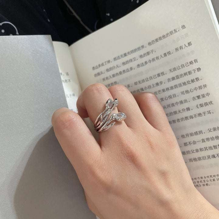 Sterling Silver Tulip Zirconia Ring