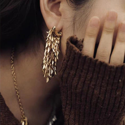Long Tassel Leaf Earrings