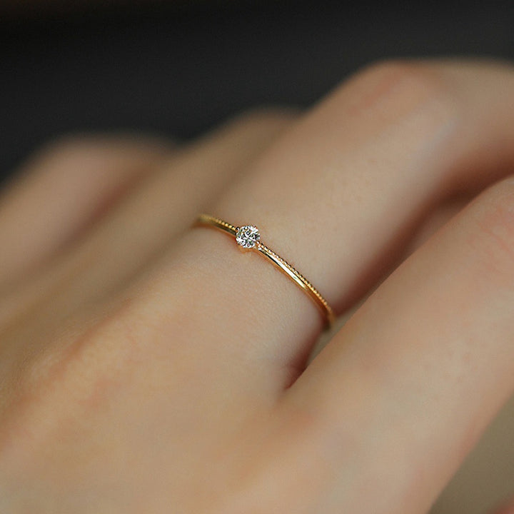 Minimal Solitaire Stackable Ring — Slim Band | Gold / Silver | S925 Sterling Silver