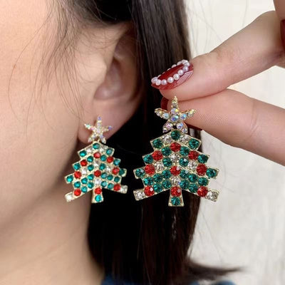 Colourful Christmas Tree Earrings
