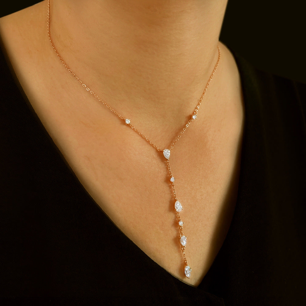 Moissanite Teardrop Y-Necklace