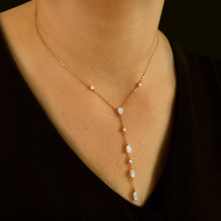 Moissanite Teardrop Y-Necklace
