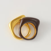 Vintage Mirad Copper Plated 18k Gold Enamel Ring