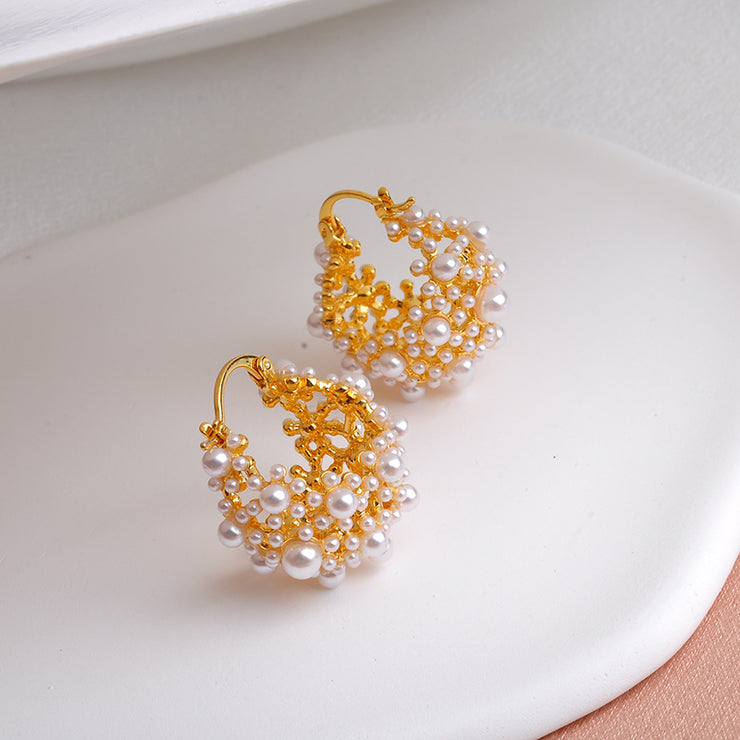 Pearl Basket Earrings