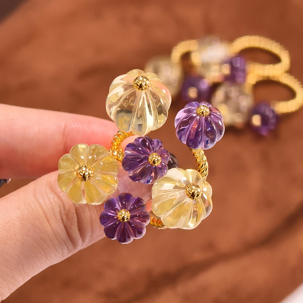 Dopamine Pumpkin Glass Adjustable Ring